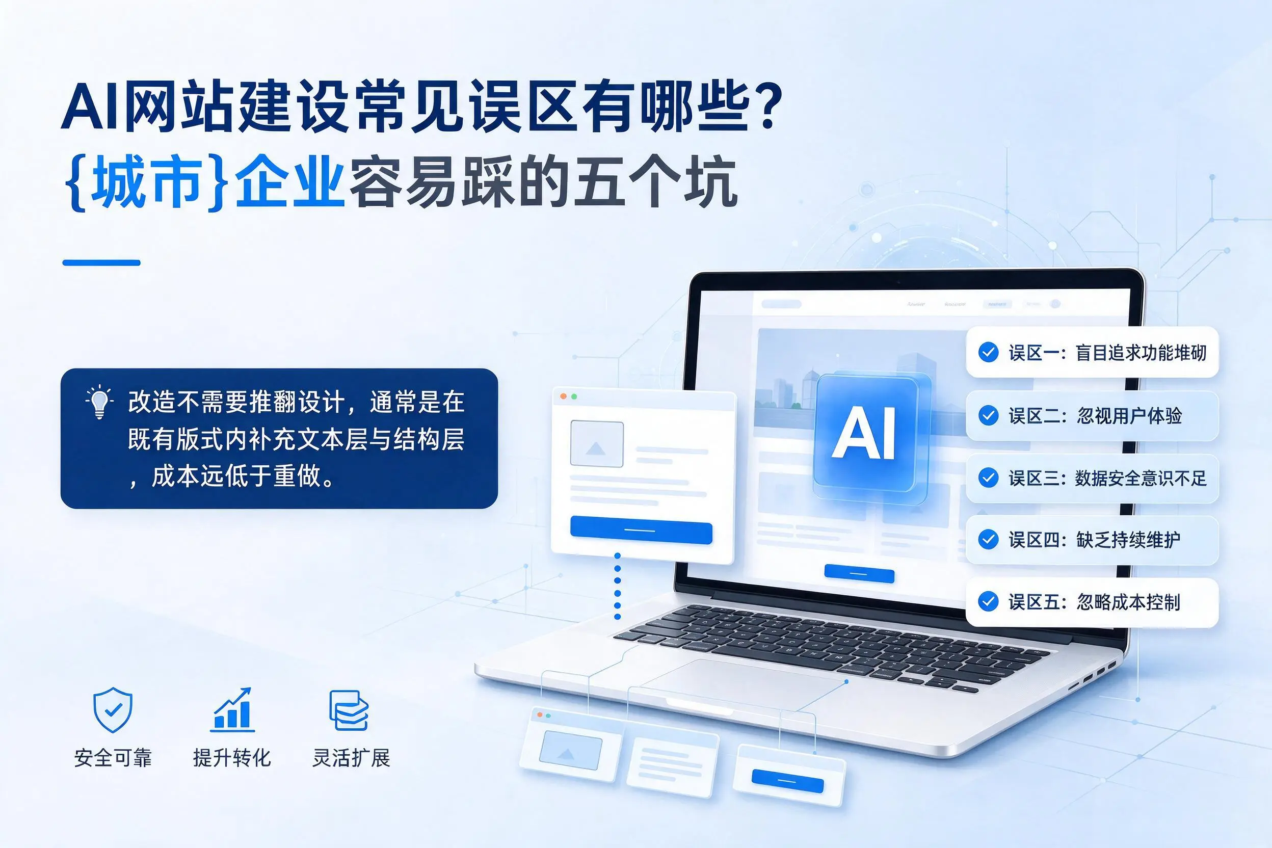 AI网站建设常见误区有哪些?锡林郭勒企业容易踩的五个坑