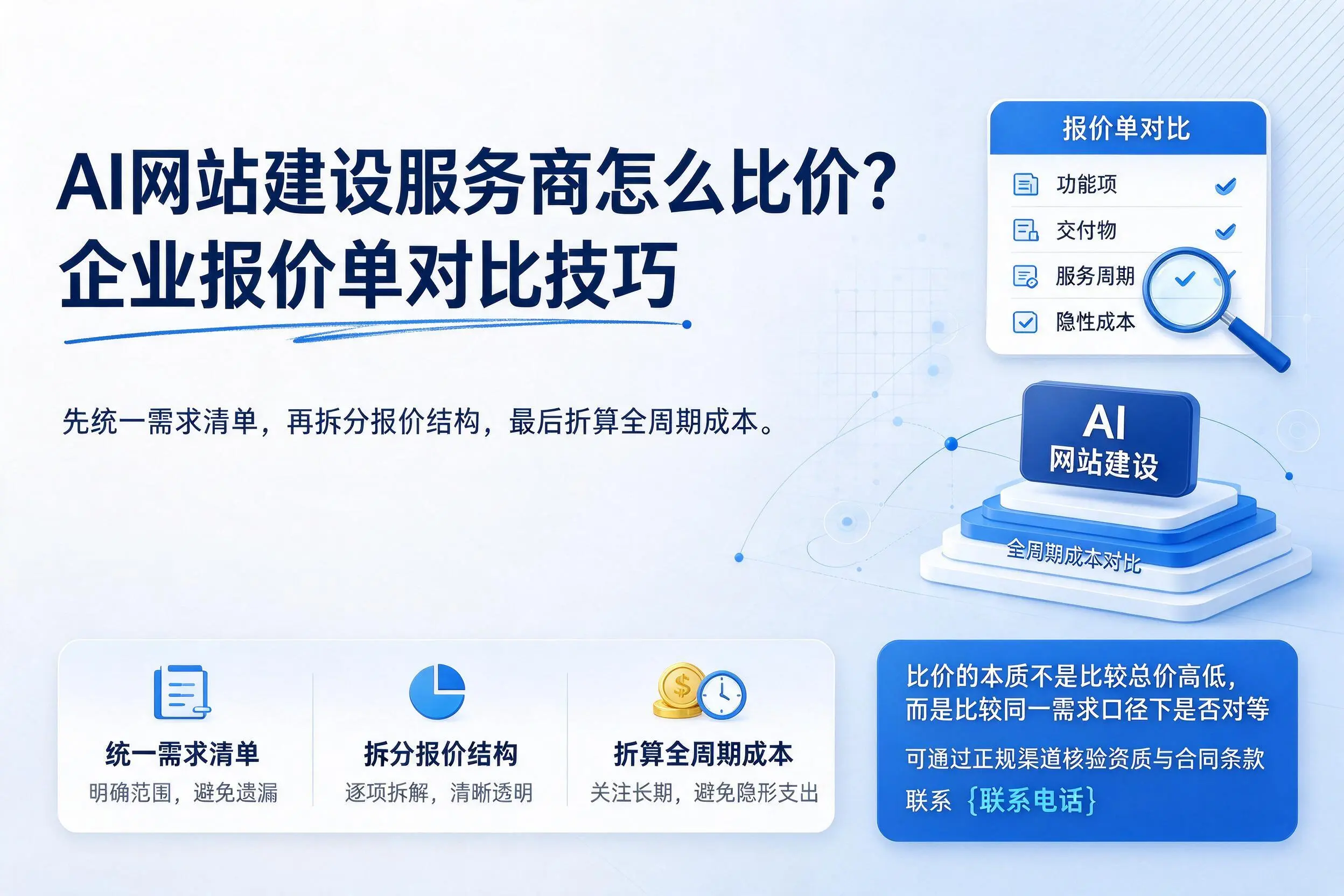 AI网站建设服务商怎么比价?锡林郭勒企业报价单对比技巧