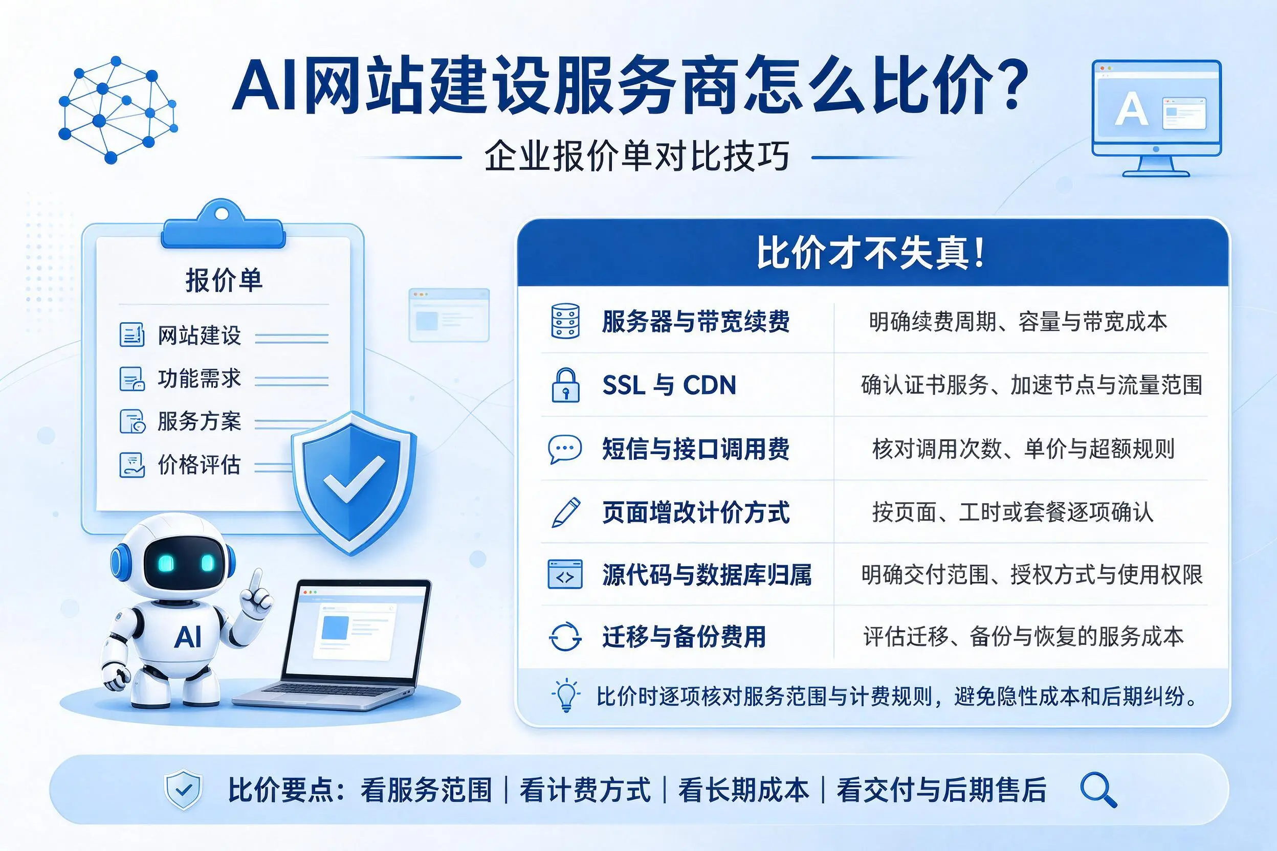 AI网站建设服务商怎么比价?锡林郭勒企业报价单对比技巧